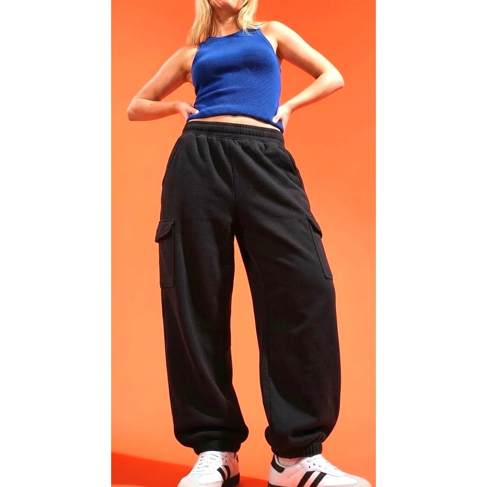 Varley Clarice Pant DoubleSoft Black Cargo Sweatpants Joggers VAR01212